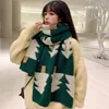 Schals Roter Weihnachtsschal Damen Koreanischer Stil Dicke Warme Gestrickte Wolle Ins Trendy Student All-Match-Halswickel
