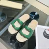 Kvinnor Interlocking Cut Out Slide Sandal Brun Läder Espadrilles Sladd Plattform Gummisandaler Designer Tofflor Plattform Slider Sommar Beach Slider