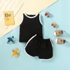 Kledingsets babymeisje geschenken lavendel baby mouwloze massieve geribbelde tops katoenen kleur shorts kleren set 2 stks