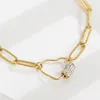 Link Bracelets Wild Free Fashion Gold Color Stainless Fory for Women Luxury Zircon Heart Aesthetic Jóias