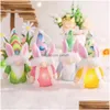 Party Favor DHS Pâques Gnome suspendus ornements décorations de lapin pour les vacances d'arbre en plein air intérieur décor à la maison en peluche lapin avec des lumières Dhvwb