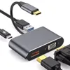 848D USB-C till HDTV VGA USB3.0 Typ C PD 4 i 1 Adapter Hög hastighet 4K 60Hz Upplösningsstöd för MacBook-surfplatta