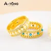 خواتم الزفاف Ayong Gold Color Learls Ring 21k مطلي بالحجر الأزرق الكوكتيل كوكتيل نساء أنيقة الحفلات الهدايا المجوهرات