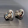 Miu Love Heart Shaped High Grade, Cool Style, 2023 New Miao Earrings, Versatile Embedding with Pearls