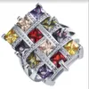 Anelli a grappolo MFY Anelli di cristallo di colore quadrato grandi per le donne Anello di gioielli Femminili geometrici grandi anelli per le donne Fedi nuziali speciali del negozio 230424