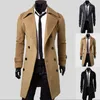 Heren Wolmix Herfst Winter Heren Lange Trenchcoat Double-Breast Effen Kleur Eenvoudig Halflang Winddicht Dik Brits Mode Slanke Jas 231123