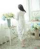 Vêtements de nuit pour femmes printemps coton princesse chemise de nuit pyjama Royal longue chemise de nuit blanc