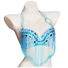 Stage Wear Belly Dance Halter Soutien-gorge brillant perlé Top Costume sexy Vêtements de danse Club Night