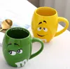 Top new 600mL m&m Beans Coffee Mugs Tea Cups and Mugs Cartoon Cute Expression Mark Large Capacity Drinkware Christmas Gifts