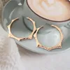 Hoop Earrings Bohemia Gold Color Plating Hammered Irregular Shape For Women Girl Vintage Casual Classic Chunky Jewelry Decorate