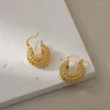 Hoop kolczyki geometryczne kreatywność wklęsła wypukły ziarno Tekstura Ziarna Chunky Women 18K Gold Color Europe Ear Ring Party Party Akcesoria