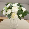 Dekorative Blumen 3 Köpfe Seidenpfingstrose Herbst Künstliche Blume Hochzeit Bankett Tisch Braut Holding Blumenstrauß Mousse Home Party Dekoration