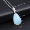 Pendant Necklaces Natural Stone Tiger Eye Pink Stainless Steel Chain Water Drop Shape Charms For Women Men Jewelry Necklace Gifts