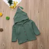 Kurtki 2023 Autumn Toddler Kids Baby Boy Girl Botton Long Rleeve Topy z kapturem odzieży odzieży rozmiar 2-6T