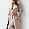 Kurtki damskie futra skórzana kurtka Kobiet Pasek Lamblool Tueeve Turndown Kieszkant Kieszczony płaszcz 2023 Autumn Winter Lady Overcoat 231123