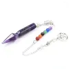 Hanger kettingen verzilverde pen vorm vele kleuren kwarts stenen 3d link ketting genezing chakra slinger sieraden