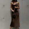 カジュアルドレス女性カクテルロングノースリーブレディースサマーチュニックドレスソリッドカラーパイルカラーエレガントなスタイルクラブウェアの服