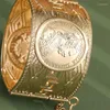 Bangle Luxe Bruiloft Kaftan Sieraden Vergulde Metalen Uitsparing Patroon Manchet Opening Armbanden Bruid Kleur Armband Cadeau
