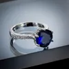 Ringos de cluster Balijelry Silver Ring for Women 925 Acessórios de jóias redondo Sapphire Zircon Gemstone Ding