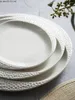 Tablice Nordic Home Creative Ceramic Dishes 8/10/12 cala Białe komercyjne zestaw makaronu Restauracja Western Steak Plate Cutlery