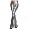 Womens Pants Capris Metallic Shinny Flared Sequins High Waist Stretchy Bell Bottom Flare Tall Girl Disco Wide Leg 231123