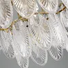 Chandeliers Modern Leaves Glass Ceiling Round Led Pendant Lights Living Dining Room Decor Bedroom Hanging Lamps Lustre Fixtures