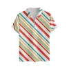 T-shirts pour hommes Mode Hommes Tops Printemps 3D Couleur Stripe Impression Casual Revers Zipper Big pour Pack Col V