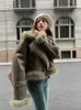 Kvinnors päls 2023 vinter kvinnlig vintage stil Turn-down krage Faux Tassel Jacket för kvinnor retro lapptäcke mode varmt tjock kort kappa