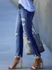 Women's Jeans Spring/Summer Washed Old Tassel Jeans Women's Mid-waist Solid Color Slim Fit Slim High Elastic Pencil Pants Women Jeans 230424