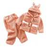 Pajamas Children's Winter Born Baby pajamas Set Cartoon Flannel hooded Sleepwear For Girl Boy Kids Homewear Costume1-10Y 231124