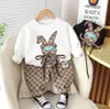 Clothing Sets 2023 Children's Baby Clothing Korean Style Baby Boys' Clothing Cartoon Printing Casual Hoodies and Trousers Children's Clothing Set 231124