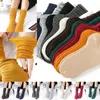 Chaussettes pour femmes, en coton solide, plus chaudes, bas de jambe fine d'hiver, hauteur du genou, longues pour filles