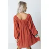 Casual Dresses Women Brown Textured Front Wirchet Babydoll Dress