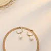 Boucles d'oreilles Dangle Natural FreshWater Pearl Brass W/14kGold/Rhodium Filled Jewelry For Women W/S925 Sterling Silver Needle Stud HYACINTH