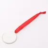 Porte-clés Sublimation pendentif blanc transfert de chaleur suspendu ornement décoration d'arbre de noël avec corde rouge pour les cadeaux de vacances bricolage