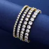 3-6mm Zircon Tennis Armband Ny Spring Button Hip Hop Single Row Iced Out Full Cubic Zirconia CZ Stone Shiny Wrist Bangle Jewelry Bijoux Gifts Fow Men and Women