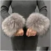 Fingerless Gloves Women Faux Fur Cuffs Wristband Winter Warmer Arm Wrist Raccoon Sleeve Fluffy Oversleeve Drop Delivery Fashion Acce Dhdi8