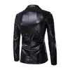 Costumes pour hommes Blazers printemps brillant noir costume décontracté ensemble hommes mince Blazer 2 pièces tissu réfléchissant deux hommes grande taille 3xl Fit