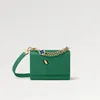 NEW Explosion Women's bags green handbag gold hot double chain TWIST PM handmade Flower enamel M21649 decorative shoulder Blue grained Epi leather mirror