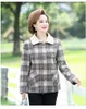 Damesjassen herfst winter plaid jas dames wollen blend jas van middelbare leeftijd moeder casual revers bovenkleding tops 5xl