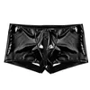 Sexy lingerie Panties Men's PVC bright leather underwear Hollow ass shorts