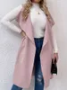 Cappotti da donna plus size da donna 4xl trench rosa trench donna senza maniche girare midi collare 2023 autunno elegante ufficio dadies o