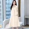 Two Piece Dress A-line Midi Skirts Woman Outfits Office Lady Formal Classic Suits Korean Elegant 2 Sets Long Sleeve Casual Short Blazers