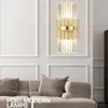 Vägglampa kristall modern enkel vardagsrum sovrum sovrum guld sconce ljusarmaturer heminredning led spegelbelysning