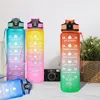 Water Bottles Motivational Water Bottle With Straw Noozle With Time Marker Leakproof Sports Water Bottle For Gym Camping Large Capacity 230422