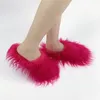 Pantoufle d'hiver en peluche à bout ouvert et plat, tongs mongoles en fausse fourrure Y2K, chaussures chaudes et antidérapantes pour dames, 231123