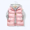 Weste Kinder Kapuzenweste für Jungen warme Oberbekleidung Kinder glänzender Mantel Baby Mädchen ärmellose Jacke Winter Daunen gepolstert wasserdicht 231123