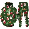 Erkeklerin Takipleri Y2K EST Noel 3D Baskı Hoodie/Suit Komik Noel Baba Yılı Karnaval Partisi Seti Erkekler Noel Sokak Giyim Giyim