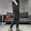 Jeans pour hommes 2023 Version coréenne à la mode Coupe ajustée avec trous Petites jambes Pantalon long polyvalent de 9 pouces