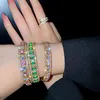 Pulseira de pulseira geométrica de zircão geométrica para mulheres para mulheres panzolas de manguito de cristal verde jóias de festas de festas 230424